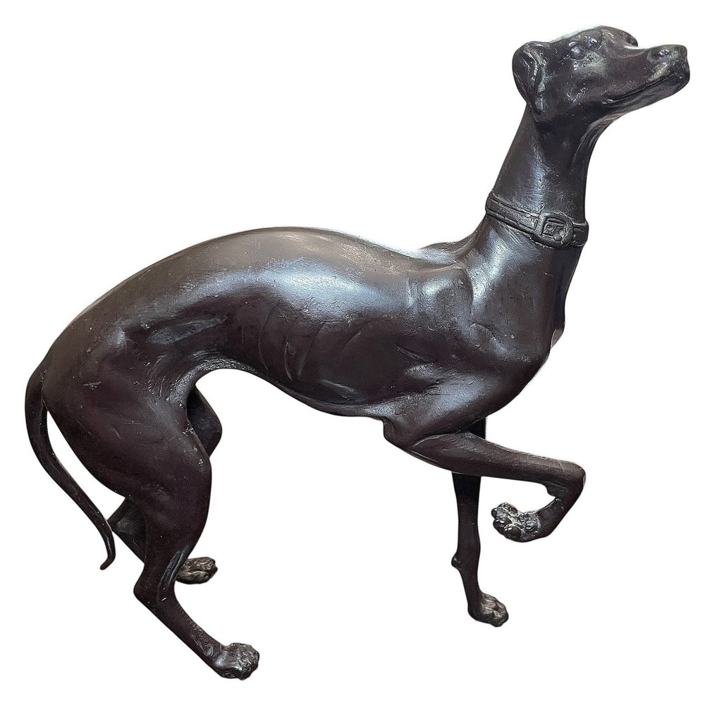 Vintage Bronze Whippet Greyhound Dog Statue Figurine Sculpture Art 12" 6 lbs